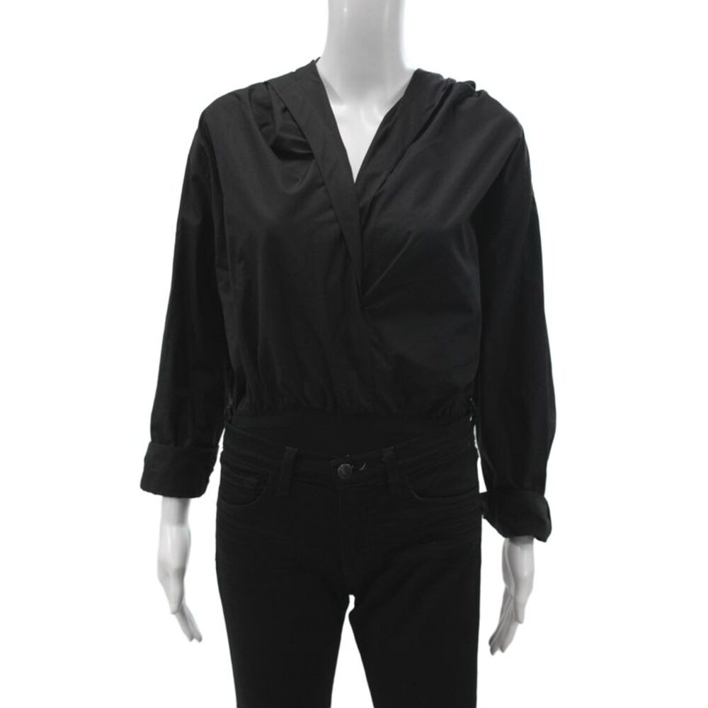 Alaia Women Bodysuit Black V Neck Long Sleeve Cotton Size 34 - Picture 4 of 7